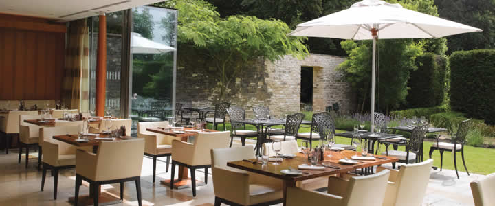 Dining at The Park restaurant or The Brasserie at Lucknam Park, Bath